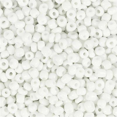 Creativ Company Rocailles, d 3 mm, afm 8/0, gatgrootte 0,6-1,0 mm, wit, 25 gr/ 1 doos Creativ Company Rocailles, d 3 mm, afm 8/0, gatgrootte 0,6-1,0 mm, wit, 25 gr/ 1 doos
