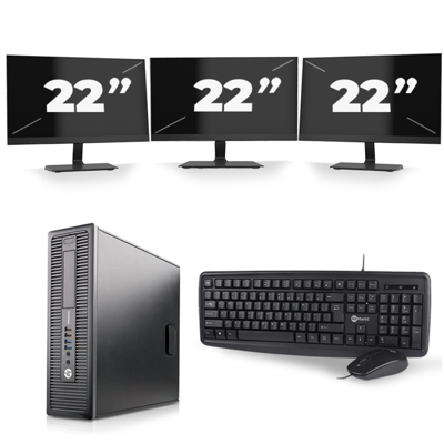 HP ProDesk 600 G1 SFF - Intel Core i5-4e Generatie - 8GB RAM - 256GB SSD - Windows 10 + 3x 22 inch Monitor