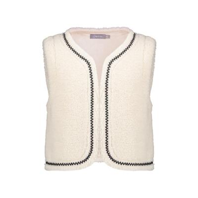 Geisha winter gilet meisjes - wit/bruin - zigzag, teddy borduursel
