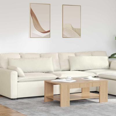 Sofa Kussens 2 pcs Crme 120 x 40 cm Katoen Stof Sofa Kussens 2 pcs Crme 120 x 40 cm Katoen Stof