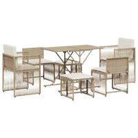 7-delige Tuinset met kussens poly rattan beige - thumbnail