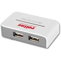 ROLINE USB 2.0 Hub, Black and White, 4 poorts, met voeding - thumbnail