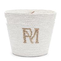 Riviera Maison Opbergmand Wit - RM Monogram - Riet (ØxH) 34x29 - thumbnail