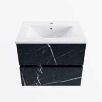 MONDIAZ VICA 60cm badmeubel onderkast Marquina 2 lades. Wastafel DENIA midden 1 kraangat, kleur Glanzend Wit. - thumbnail