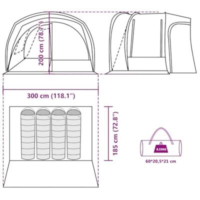 VidaXL Autotent 4-persoons waterdicht blauw