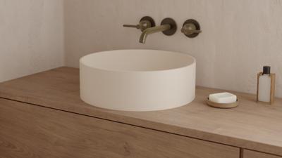 Opbouwwastafel Ideavit Solidthin 40x40x12.5 cm Solid Surface Mat Crème