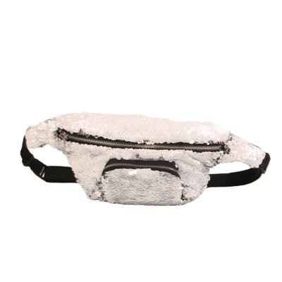 Pailletten taille tas dubbele kleur make-up tas zeemeermin portemonnees borst pack vrouwen meisje reizen mobiele telefoon tas (wit)