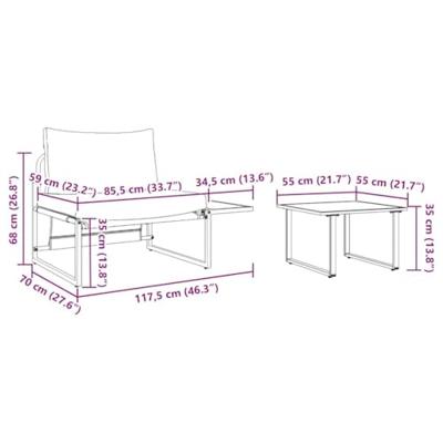 Tuinbankenset 2 pcs Taupe Staal