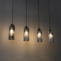 QAZQA Art Deco hanglamp zwart met smoke glas 4-lichts - Laura - thumbnail