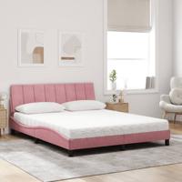 Bed met matras fluweel roze 160x200 cm - thumbnail