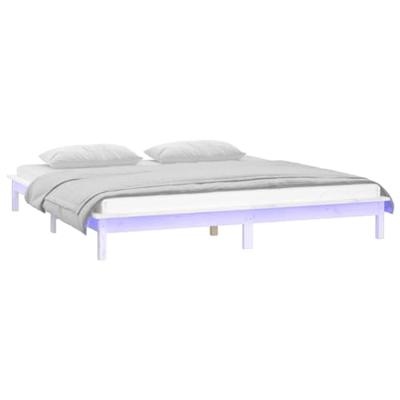 Bedframe LED massief hout wit 120x200 cm Bedframe LED massief hout wit 120x200 cm