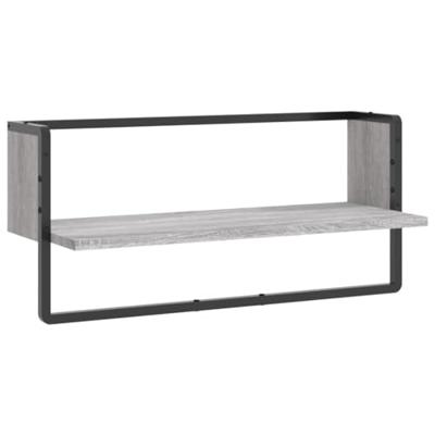 Wandschap met stang 65x25x30 cm grijs sonoma eikenkleurig