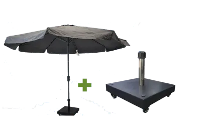 Syros 350cm grijs met verrijdbare 50kg voet