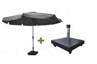 Syros 350cm grijs met verrijdbare 50kg voet - thumbnail