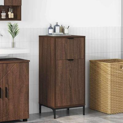 Badkamer Kast bruin eikenkleur 39.5 x 36 x 88 cm Bewerkt hout
