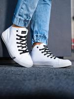 Hoge heren sportschoenen T304 - wit, maat 45 - thumbnail