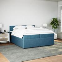 Boxspring met matras fluweel blauw 200x200 cm - thumbnail