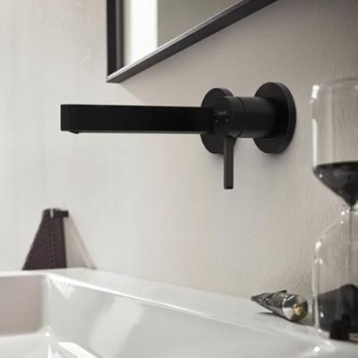 Wastafelmengkraan Inbouw Finoris HansGrohe 2-gats 168 MM Voorsprong Met Afvoerplug Mat Zwart Wastafelmengkraan Inbouw Finoris HansGrohe 2-gats 168 MM Voorsprong Met Afvoerplug Mat Zwart