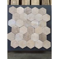 Mozaiek Hexagon Moccacino Y 30x30 cm Marmer Licht Bruin Stabigo - thumbnail