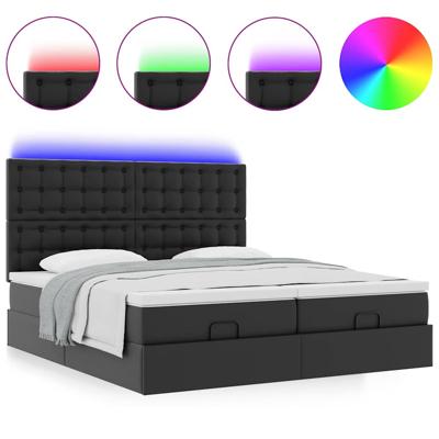 Ottoman bed met matrassen en LED's 200x200cm kunstleer zwart