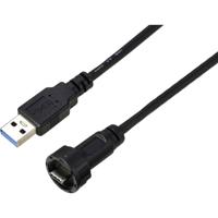 TRU COMPONENTS TC-E10T-MT3-MWA/MU3-NWA-0.5PV-S TC-13543592 USB-C 3.0-stekker naar USB-stekker IP67 (schroefdraad) kabel 0,5 m. Waterdichte kunststof kabel 1 - thumbnail