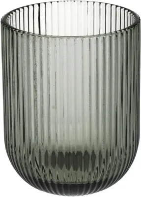 Kersten theelichthouder glas stripe 7.5x9.5cm grijs