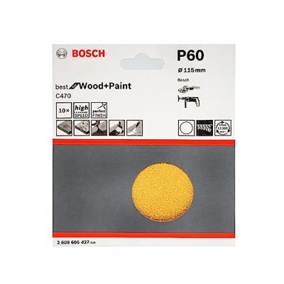 Bosch Accessories 2608605427 Schuurpapier voor schuurschijf Met klittenband, Ongeperforeerd Korrelgrootte (num) 60 (Ø) 115 mm 10 stuk(s)