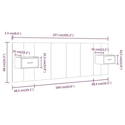 Hoofdbord met kastjes bewerkt hout grijs sonoma eikenkleurig