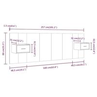 Hoofdbord met kastjes bewerkt hout grijs sonoma eikenkleurig - thumbnail