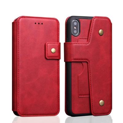 Koeienhuid textuur magnetische absorptie afneembare horizontale Flip lederen case voor iPhone XS Max met houder & kaartsleuven & portemonnee (rood)