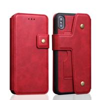 Koeienhuid textuur magnetische absorptie afneembare horizontale Flip lederen case voor iPhone XS Max met houder & kaartsleuven & portemonnee (rood) - thumbnail