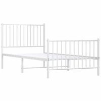 Bedframe met hoofd- en voeteneinde metaal wit 90x200 cm - thumbnail