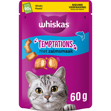 Whiskas Temptations met zalmsmaak kattensnacks Per stuk