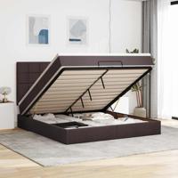 Ottoman bed met matras 180x200cm stof donkerbruin - thumbnail