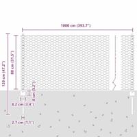 VidaXL Hek met paal zilver 0,8 x 10 m staal - thumbnail