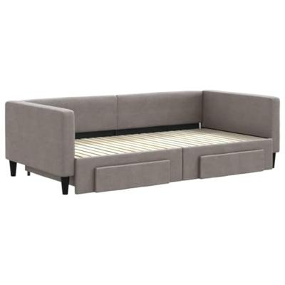 Slaapbank met onderschuifbed en lades 100x200 cm stof taupe