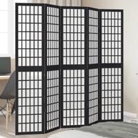 Kamerscherm met 5 panelen massief paulowniahout zwart - thumbnail