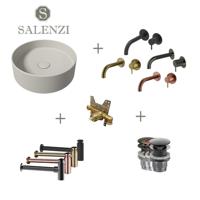 Salenzi Waskomset Hide Circle 40x12 cm Mat Grijs - thumbnail