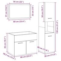3-delige Badkamermeubelset bewerkt hout betongrijs - thumbnail