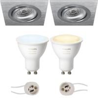 Philips Hue LED Spot Set GU10 - Kantelbaar Mat Zilver - 92mm - White Ambiance Bluetooth - thumbnail