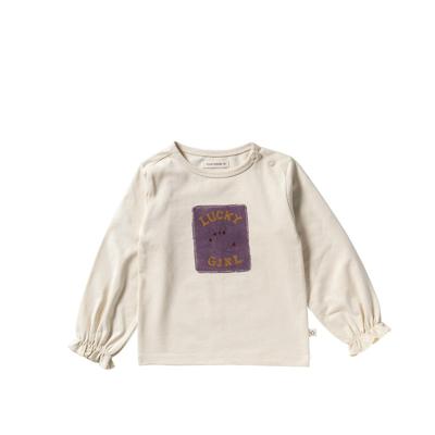 Your wishes winter t-shirt meisjes - beige - Lucky Girl - longsleeve