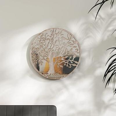 VidaXL Spiegel rond 60x2,5 cm ijzer zandkleurig