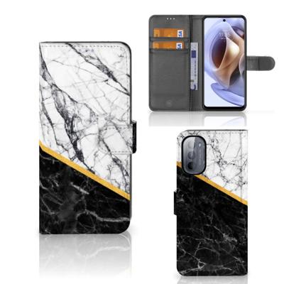 Motorola Moto G31 | G41 | Bookcase | Marmer Wit Zwart - Origineel Cadeau Man