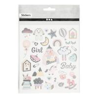 Creativ Company Stickers, baby girl, vel 15x16,5 cm, ca. 30 stuk, 1 vel - thumbnail