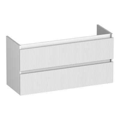 Brauer Joy Wavy - Onderkast Ondiep - 100 cm - met 2 Softclose Lades Greeploos en 1 Sifon Uitsparing - Mat Wit