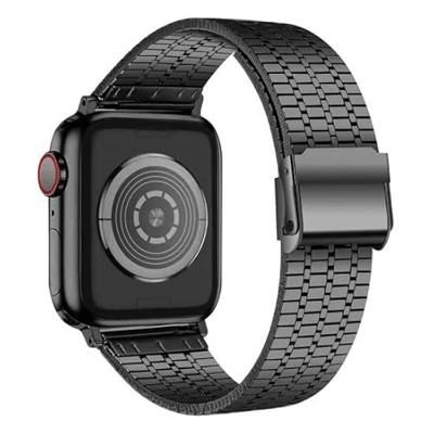 By Qubix - Metalen bandje - Zwart - Compatible met Apple watch 38mm / 40mm / 41mm / 42mm - Compatible Apple watch bandjes