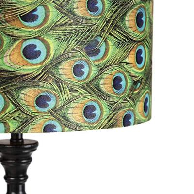 QAZQA Vloerlamp zwart met velours kap pauw goud 50 cm - Classico