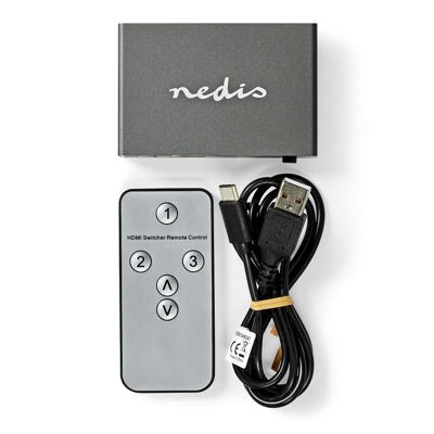 HDMI-Switch | 3 poort(en) | 3x HDMI Input | HDMI Output | 8K@60Hz | 45 Gbps | Afstandbestuurbaar | Aluminium | Antraciet