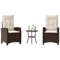 3-delige Bistroset met kussens poly rattan bruin - thumbnail