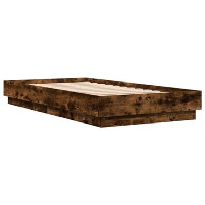 Bedframe met LED-verlichting gerookt eikenkleurig 75x190 cm Bedframe met LED-verlichting gerookt eikenkleurig 75x190 cm
